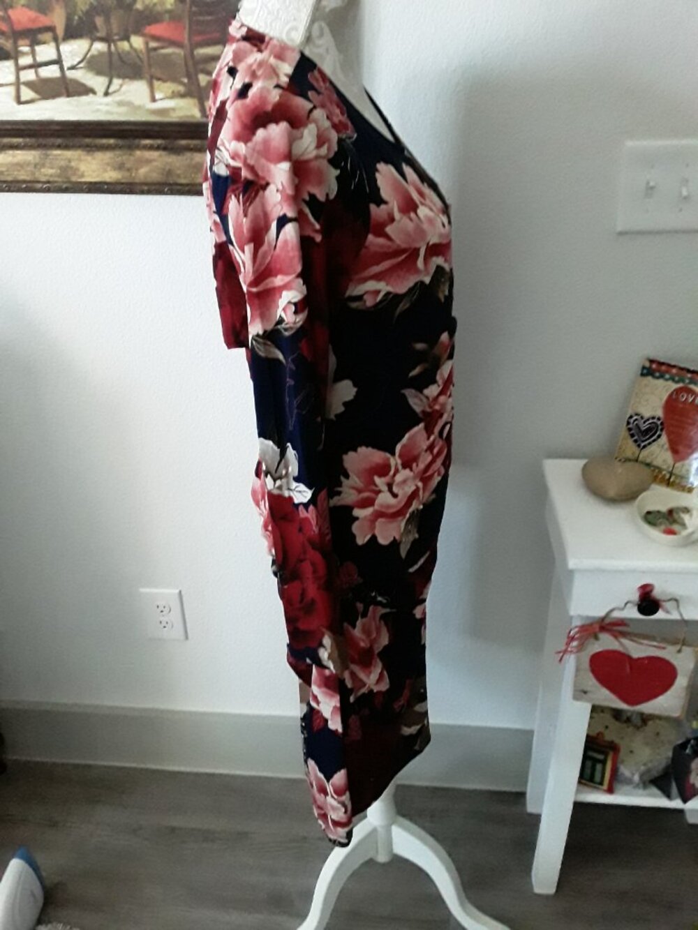 VENUS navy floral criss cross back ruched wait midi dress size XL - Picture 6 of 13